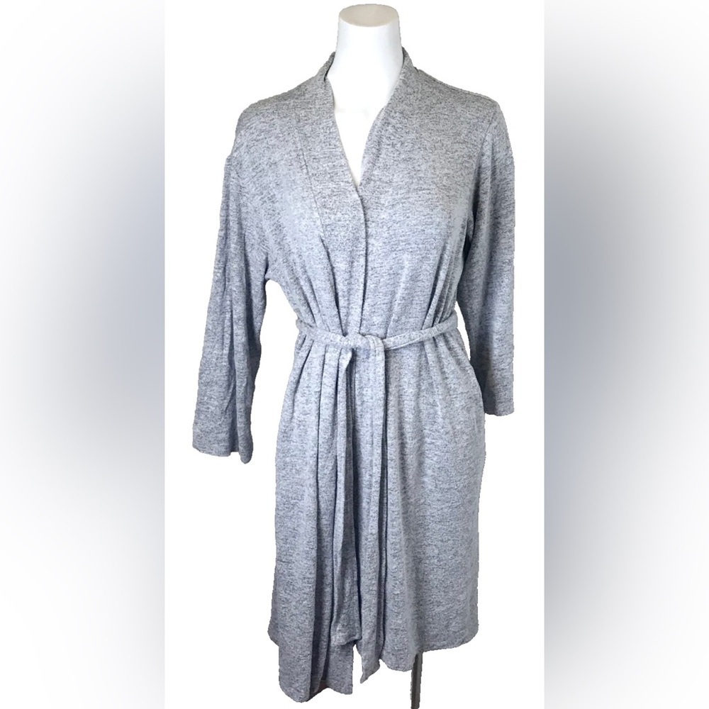 Natori Soho Brush Robe Basics Heather Gray Size S Cozy Loungewear Self Tie Belt